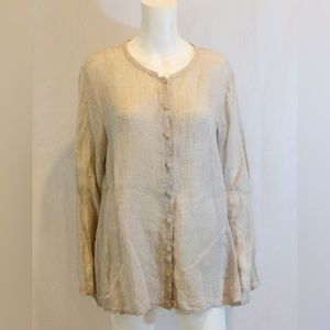 Eileen Fisher Gauzy Linen Tunic Top- Large
